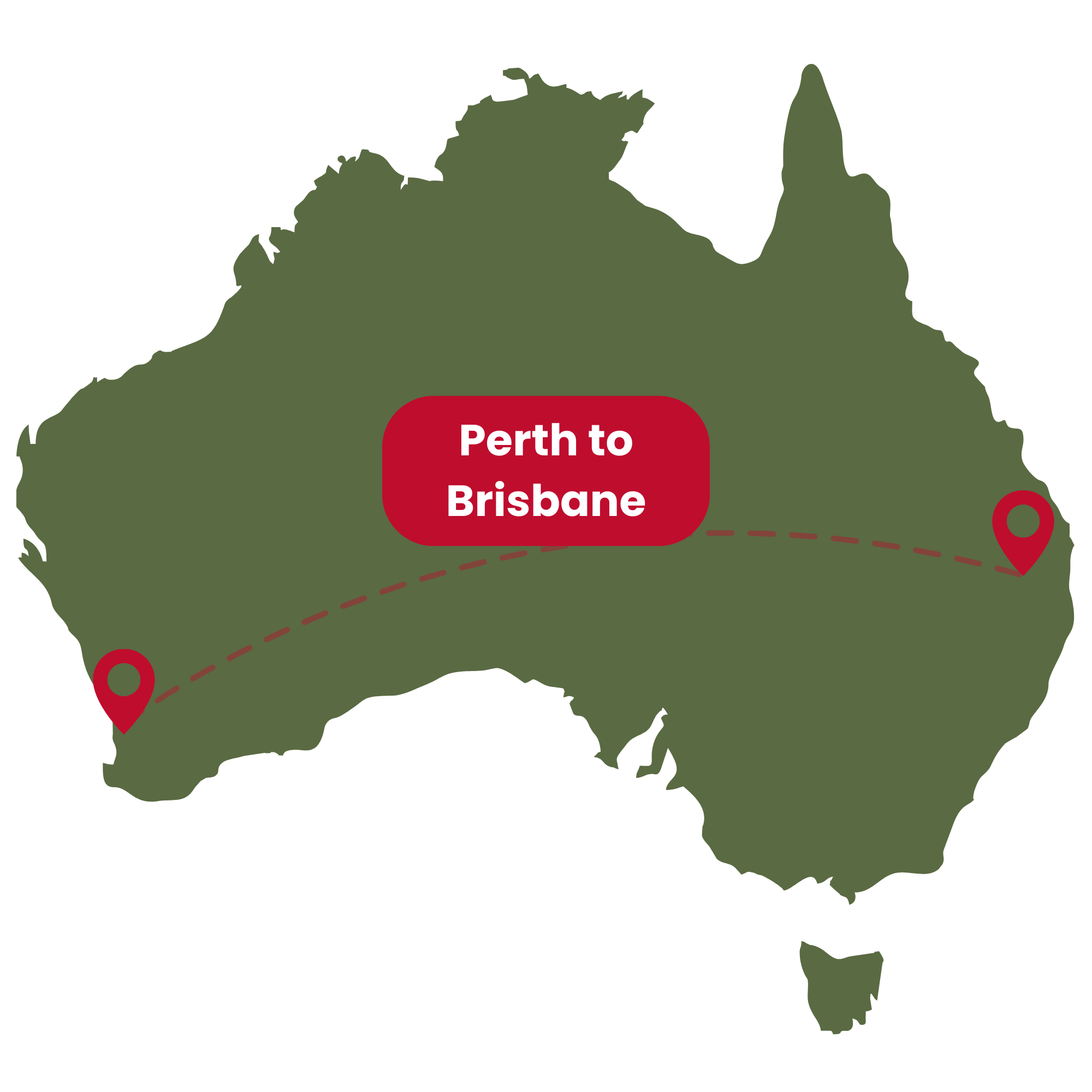 Perth to Brisbane repatriation map.