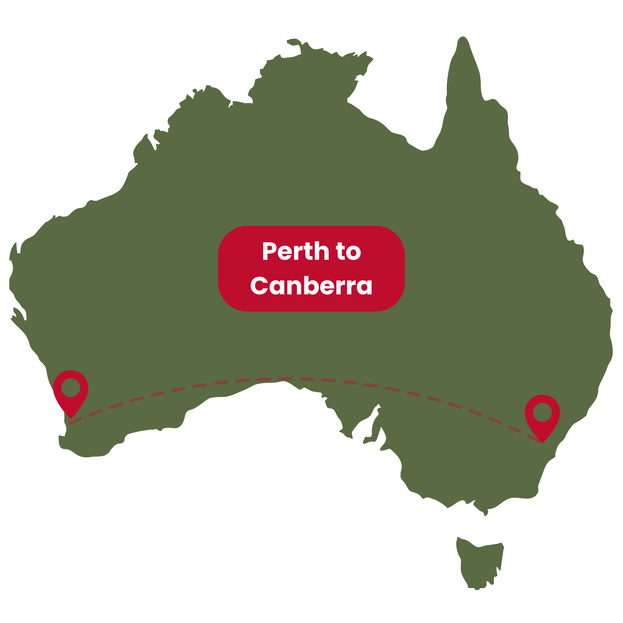 Perth to Canberra repatriation map.