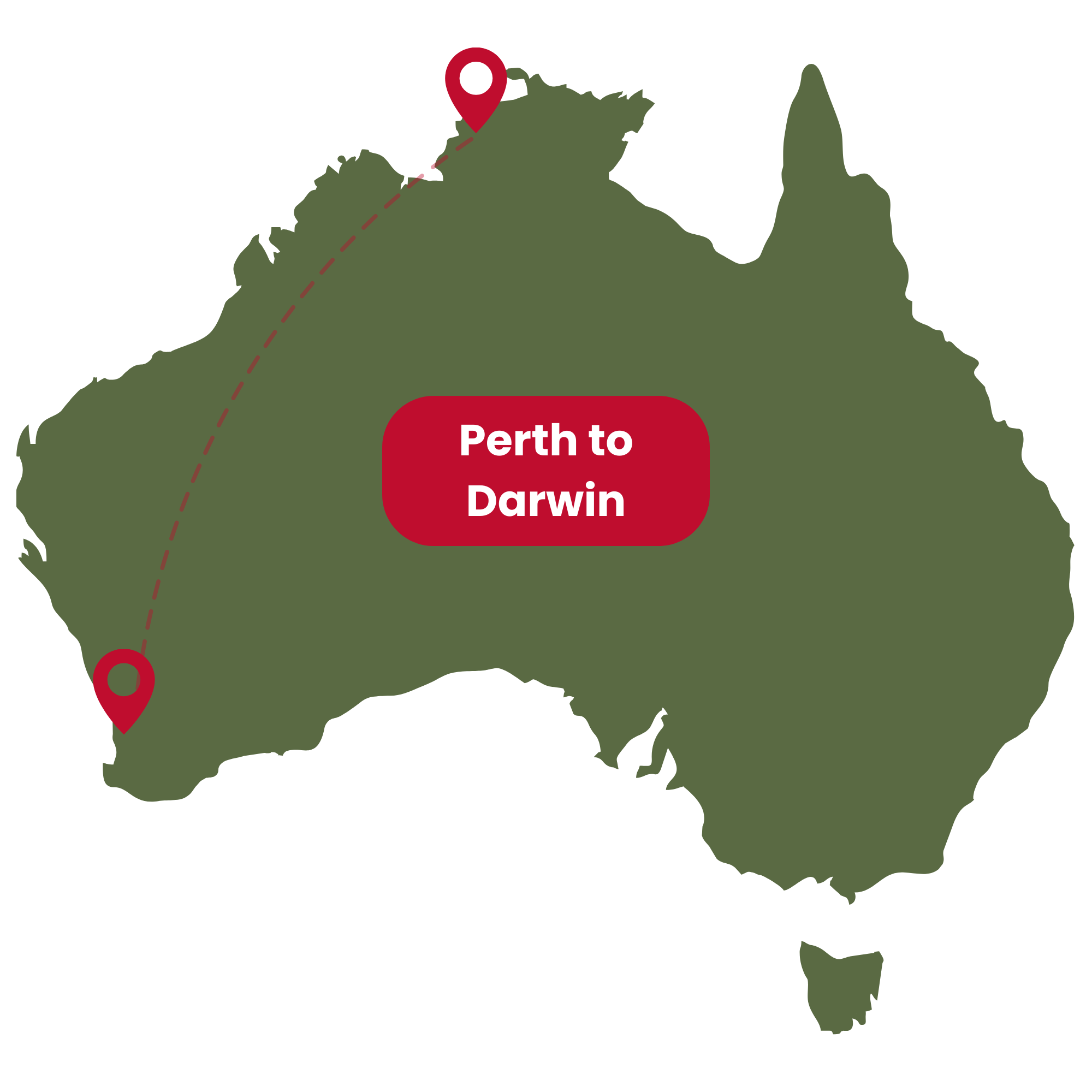 Perth to Darwin repatriation map.
