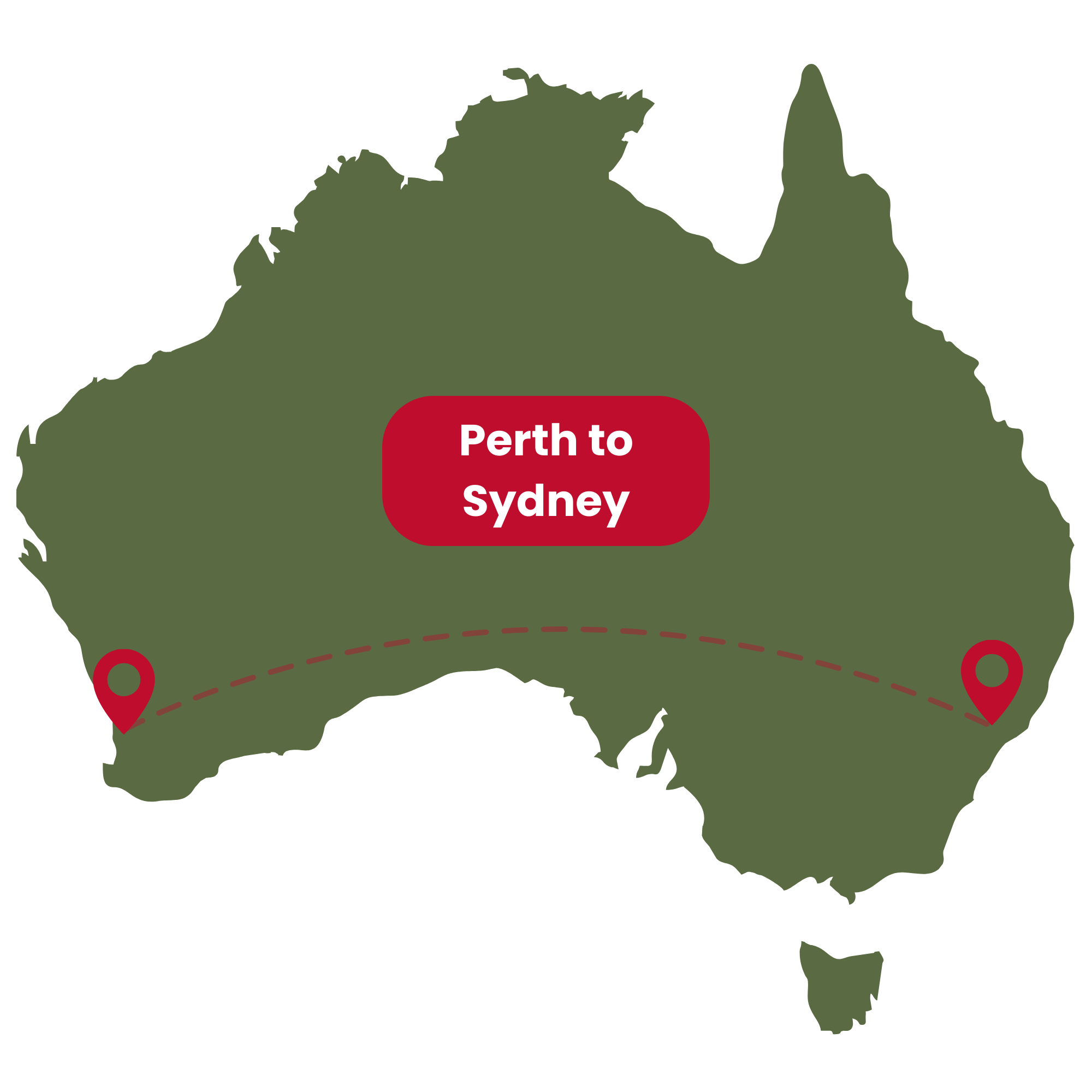 Perth to Sydney repatriation map.